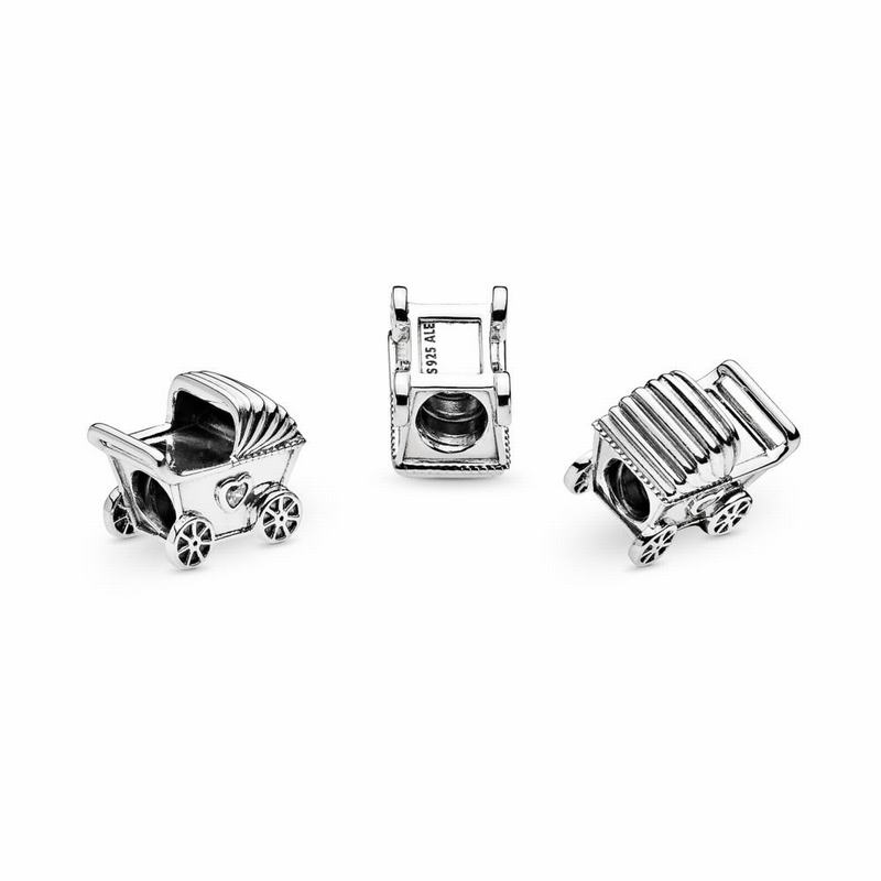 Pandora Baby's Pram Charm - Sterling Silver/Cubic Zirconia - Canada | XB1737UN